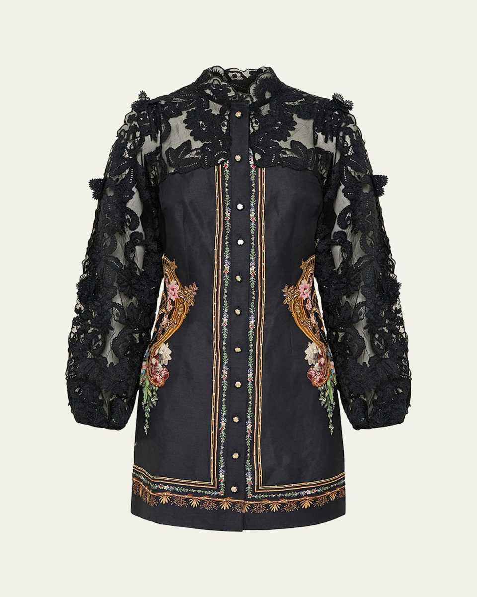 Noble Endeavours Lace Sleeve Mini Dress